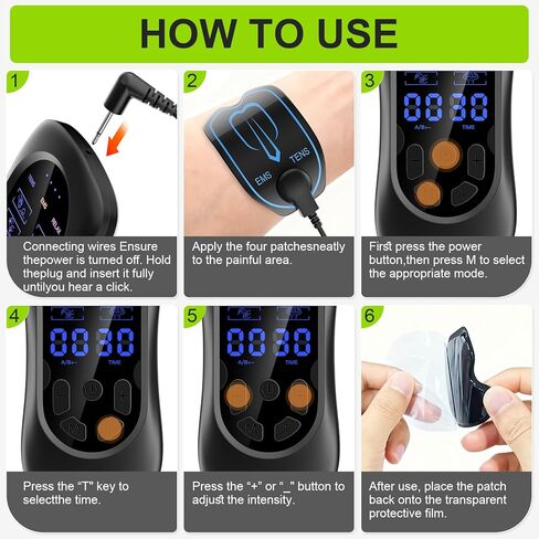 TENS Machine 3-in-1 for Muscle Relaxation - Single Channel with 18 Training Programs, 2 Flexible Cables, 6 Modes 30 Intensities, Type-C Rechargeable，Black in Saudi Arabia