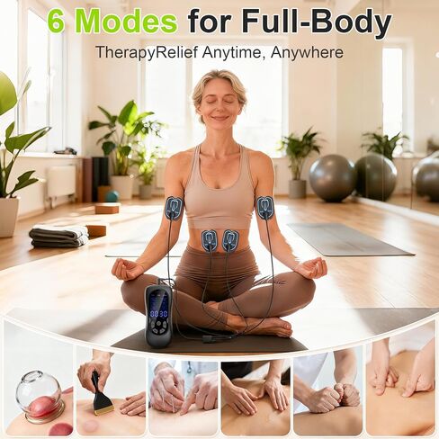 TENS Machine 3-in-1 for Muscle Relaxation - Single Channel with 18 Training Programs, 2 Flexible Cables, 6 Modes 30 Intensities, Type-C Rechargeable，Black in Saudi Arabia
