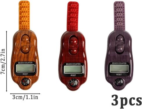 Anlising Digital Beads Counter, 3 Pieces Digital Tasbih Tally Counters, Digital-Counter with Compass, Resettable Finger Counter,Electronic Rotating Prayer Beads Counters,for Meditation,Muslim Prayer in Kuwait