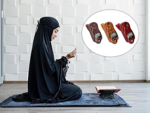 Anlising Digital Beads Counter, 3 Pieces Digital Tasbih Tally Counters, Digital-Counter with Compass, Resettable Finger Counter,Electronic Rotating Prayer Beads Counters,for Meditation,Muslim Prayer in Kuwait