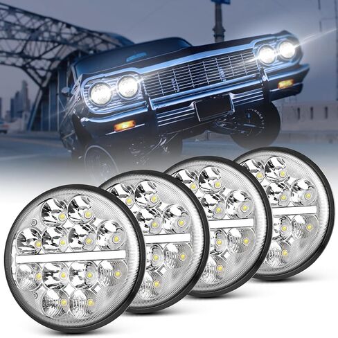 BraveWAY 5-3/4 inch (5.75") Round LED Headlights, for Pony Cars/Trucks//Pickup/Muscle Cars, Sealed Beam Headlights Replacement, Crystal, H5001 H5006 4000 5001 in Kuwait