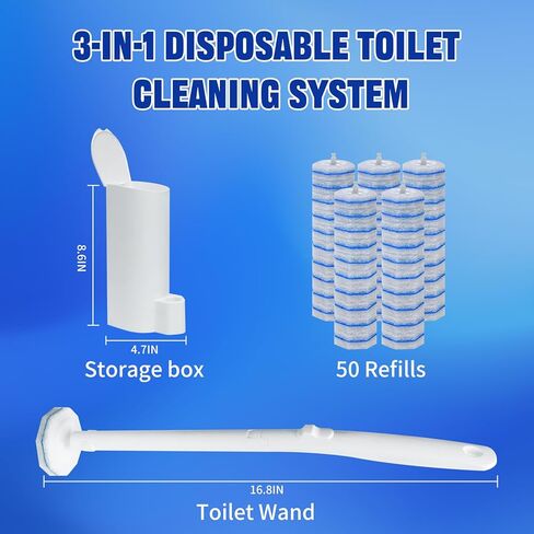 مجموعة فرشاة وحامل مرحاض للاستعمال مرة واحدة، مع 50 قطعة من عبوات عصا المرحاض للكلوروكس، مجموعة عصا وعاء زيت على شكل حرف T للاستعمال مرة واحدة، للحمام والحوض وحوض الاستحمام، ونظام تنظيف زيت على شكل حرف T بدون لمس in Kuwait