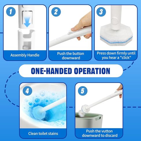 مجموعة فرشاة وحامل مرحاض للاستعمال مرة واحدة، مع 50 قطعة من عبوات عصا المرحاض للكلوروكس، مجموعة عصا وعاء زيت على شكل حرف T للاستعمال مرة واحدة، للحمام والحوض وحوض الاستحمام، ونظام تنظيف زيت على شكل حرف T بدون لمس in Kuwait