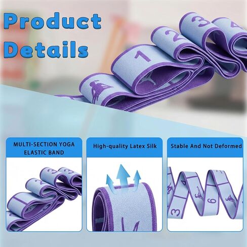 2PCS Elastic Yoga Stretching Strap with 12 Loops Stretch Resistance Exercise Bands for Yoga,Pilates,Dance,Rhythmic Gymnastics,Physical Therapy,Ballet Couple Style in Saudi Arabia