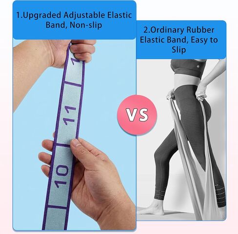 2PCS Elastic Yoga Stretching Strap with 12 Loops Stretch Resistance Exercise Bands for Yoga,Pilates,Dance,Rhythmic Gymnastics,Physical Therapy,Ballet Couple Style in Saudi Arabia