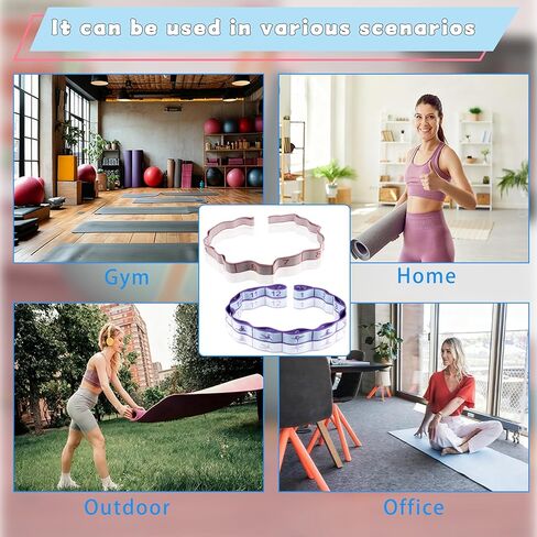 2PCS Elastic Yoga Stretching Strap with 12 Loops Stretch Resistance Exercise Bands for Yoga,Pilates,Dance,Rhythmic Gymnastics,Physical Therapy,Ballet Couple Style in Saudi Arabia