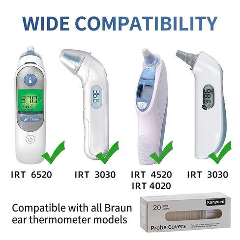 100X Ear Thermometer Probe Covers, Disposable Lens Filters for Braun Thermoscan Themometer, BPA-Free, Refill Covers for Accurate Digital Temperature Readings in Saudi Arabia