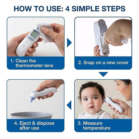 100X Ear Thermometer Probe Covers, Disposable Lens Filters for Braun Thermoscan Themometer, BPA-Free, Refill Covers for Accurate Digital Temperature Readings in Saudi Arabia