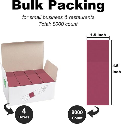 NATURALABEL Bulk Pack of 8,000, Self-Adhesive Napkin Bands for Small Business, Restaurants, Events - 4 Boxes, 2000 per Box (Burgundy) in Kuwait