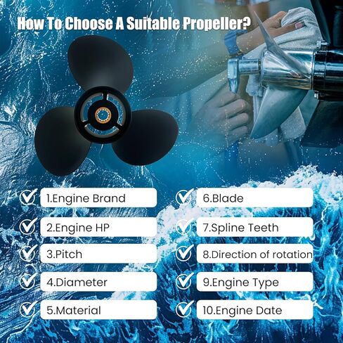 Outboard Propeller Aluminum Boat Propeller 14x13 fit Suzuki Tohatsu BRP,Johnson,Evinrude Boat Engines 60HP 70HP 75HP 90HP 115HP 120HP 140HP in Saudi Arabia