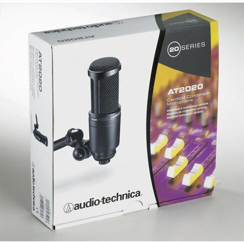 حزمة ميكروفون ستوديو مكثف للقلب والعنوان الجانبي من Audio-Technica AT2020 مع حزمة حماية محسنة CPS لمدة عامين، وحامل صدمات معدني، وفلتر بوب، وحامل ذراع تعليق وكابل XLR بطول 25 قدمًا in Saudi Arabia