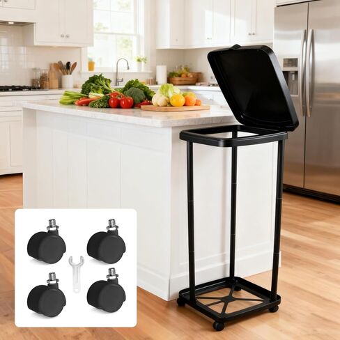Collapsible Trash Can with Lid & Wheels, Portable Trash Bag Holder for Outdoor Indoor Camping Kitchen, High-Capacity Trash Can Bag Holder Stand in Saudi Arabia