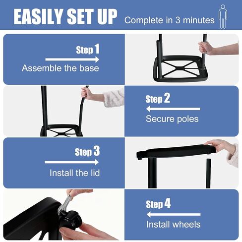 Collapsible Trash Can with Lid & Wheels, Portable Trash Bag Holder for Outdoor Indoor Camping Kitchen, High-Capacity Trash Can Bag Holder Stand in Saudi Arabia