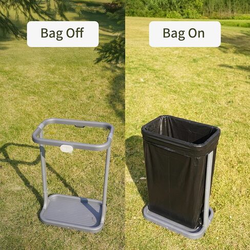 حامل أكياس القمامة القابل للطي في الهواء الطلق من MRBIN، حامل منظم أوراق التخييم قابل للطي ومحمول للمطبخ، RV، الباب الخلفي، الحفلات، الحديقة، تحت المغسلة، يتضمن تثبيتًا آمنًا على الأرض، رمادي in Kuwait