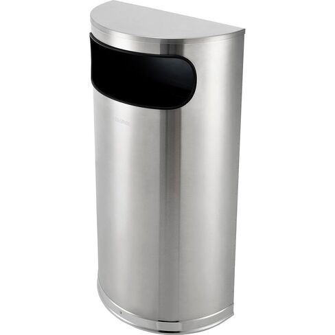 Global Industrial Half Round Side Open Indoor Trash Can with Removable Plastic Liner, 9 Gallon Capacity, 18-1/8"W x 8-7/8"D x 32-5/16"H, Matte Stainless Steel in Saudi Arabia
