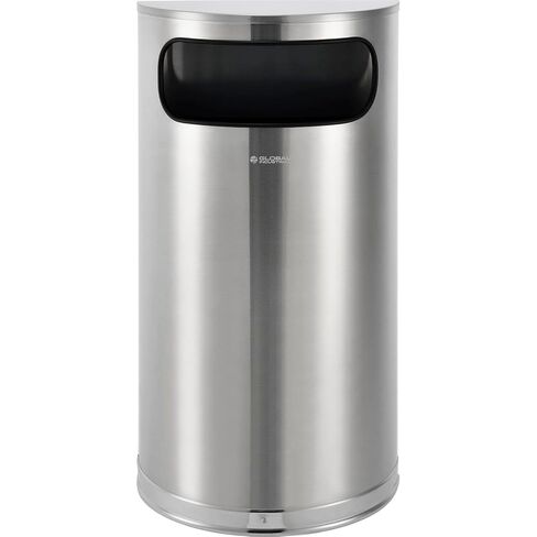 Global Industrial Half Round Side Open Indoor Trash Can with Removable Plastic Liner, 9 Gallon Capacity, 18-1/8"W x 8-7/8"D x 32-5/16"H, Matte Stainless Steel in Saudi Arabia
