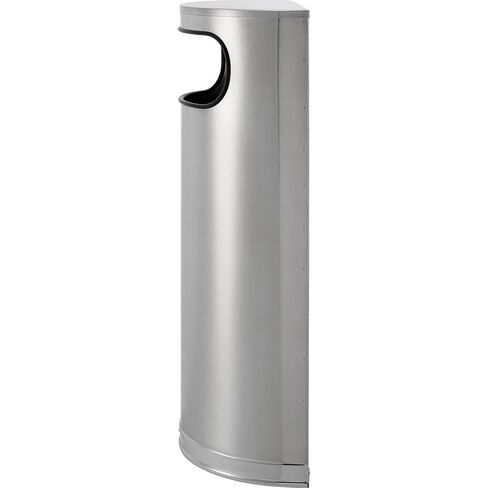 Global Industrial Half Round Side Open Indoor Trash Can with Removable Plastic Liner, 9 Gallon Capacity, 18-1/8"W x 8-7/8"D x 32-5/16"H, Matte Stainless Steel in Saudi Arabia
