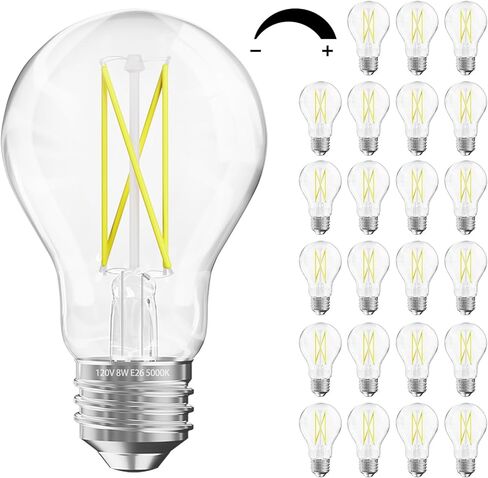 DAYBETTER 12 Pack A19 Vintage LED Edison Bulbs, 60W Equivalent, Dimmable, High Brightness 2700K Warm White, 800 Lumens, 8W E26 Standard Base, CRI80+, Clear Glass Filament Bulb for Living Room in Saudi Arabia