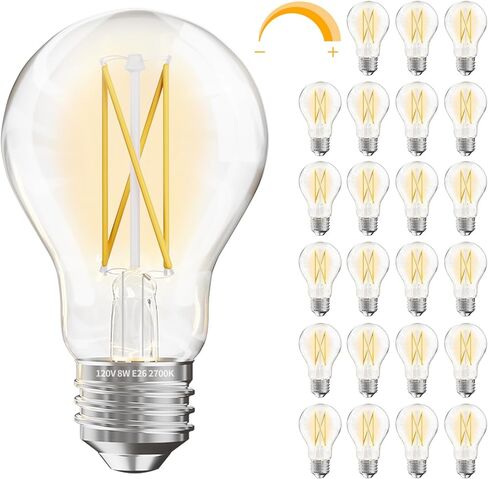 DAYBETTER 12 Pack A19 Vintage LED Edison Bulbs, 60W Equivalent, Dimmable, High Brightness 2700K Warm White, 800 Lumens, 8W E26 Standard Base, CRI80+, Clear Glass Filament Bulb for Living Room in Saudi Arabia
