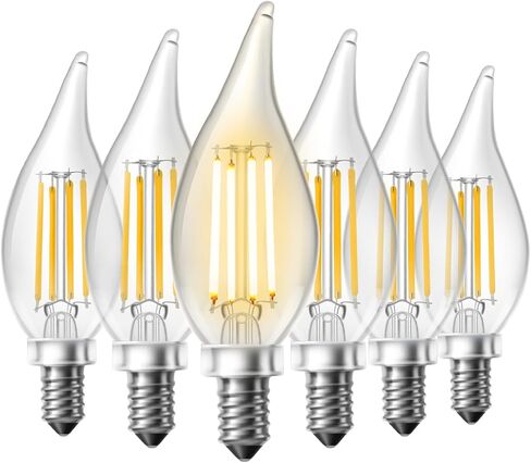 مصابيح ضوء الثريا DAYBETTER، مصابيح الشمعدانات الكهربائية 40 وات مكافئة E12 LED لمبة قابلة للتعتيم، 2700K أبيض دافئ ناعم، 4.5W 400LM، لمبة إضاءة شمعة بطرف اللهب، 12 حزمة in Saudi Arabia