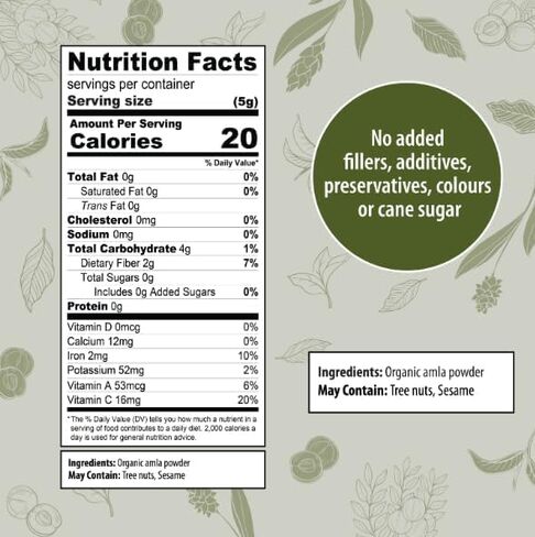 Organic Traditions Amla Powder, Amla Powder Organic from Indian Gooseberry, Wholefood Vitamin C Fruit for Smoothies Juices and Recipes, Superfood Plant Based Non GMO Powdered Amla Fruit, 200g /7oz Bag in Saudi Arabia