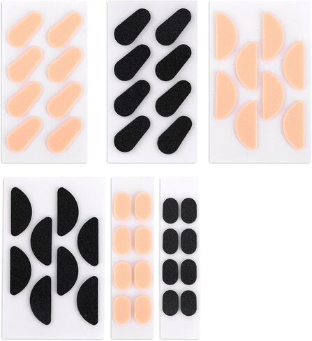 24 Pairs EVA Foam Nose Pads for Glasses, Non Slip Soft Thick Eyeglasses Cushions, Self Adhesive Anti-Slip Oval, Half-Moon, Drop-Shaped Comfort Nose Grips Piece for Sunglasses (Skin Color, Black) in Saudi Arabia