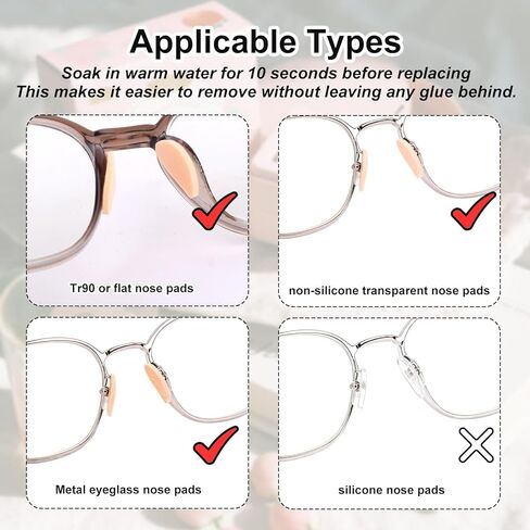 24 Pairs EVA Foam Nose Pads for Glasses, Non Slip Soft Thick Eyeglasses Cushions, Self Adhesive Anti-Slip Oval, Half-Moon, Drop-Shaped Comfort Nose Grips Piece for Sunglasses (Skin Color, Black) in Saudi Arabia
