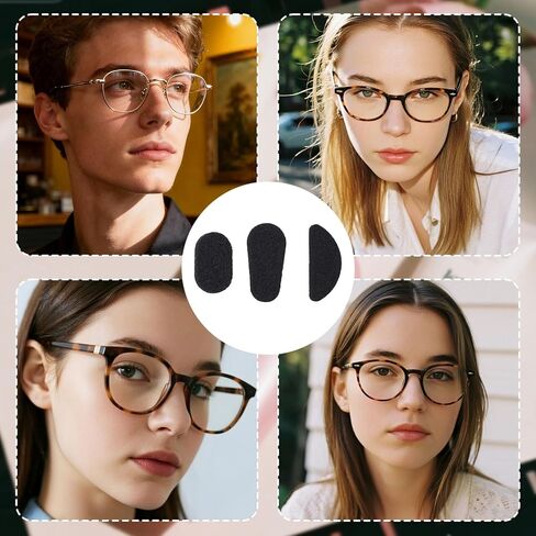 24 Pairs EVA Foam Nose Pads for Glasses, Non Slip Soft Thick Eyeglasses Cushions, Self Adhesive Anti-Slip Oval, Half-Moon, Drop-Shaped Comfort Nose Grips Piece for Sunglasses (Skin Color, Black) in Saudi Arabia