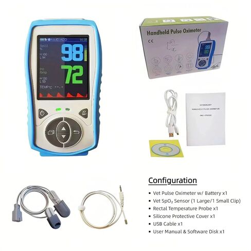 Vet Handheld Pulse Oximeter - Professional for Dogs/Cats/Horses SPO2, Heart Rate, Temperture - Rechargeable Battery (30-Day Guarantee) in Kuwait