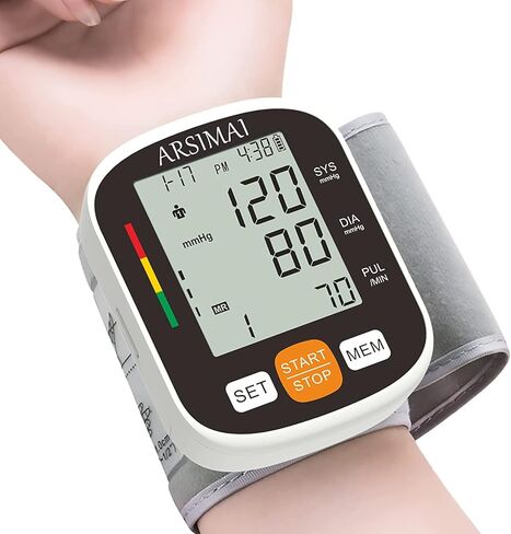 Automatic Wrist Blood Pressure Monitor: Adjustable Cuff + 2AAA Battery and Storage Case - Irregular Heartbeat Detector & 198 Readings Memory Function & Large LCD Screen in Saudi Arabia