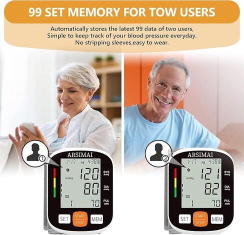 Automatic Wrist Blood Pressure Monitor: Adjustable Cuff + 2AAA Battery and Storage Case - Irregular Heartbeat Detector & 198 Readings Memory Function & Large LCD Screen in Saudi Arabia
