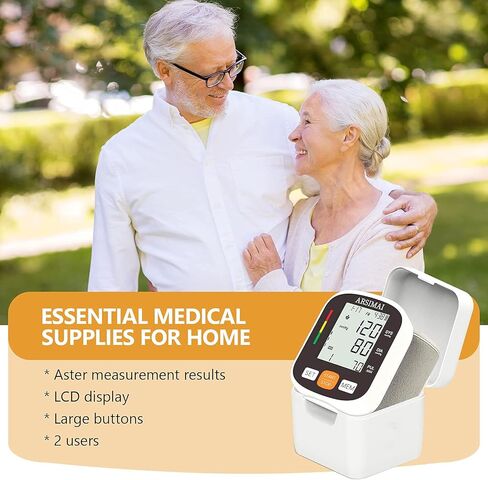 Automatic Wrist Blood Pressure Monitor: Adjustable Cuff + 2AAA Battery and Storage Case - Irregular Heartbeat Detector & 198 Readings Memory Function & Large LCD Screen in Saudi Arabia