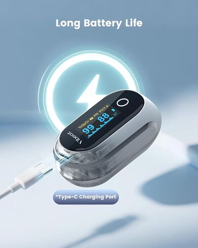 مقياس التأكسج النبضي القابل لإعادة الشحن، إصبع شاشة Vibeat S6W Bluetooth O2 مع تشبع الأكسجين في الدم في الوقت الحقيقي وتتبع معدل ضربات القلب، وشملت البطاريات والحبل in Kuwait