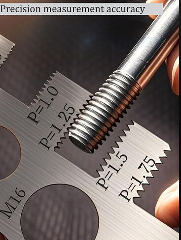 1pack Stainless Steel Screw Measuring Ruler - Precision Thread & Distance Measurement Tool for Screws, Bolts, Nuts - Durable, Rust-Resistant (Silver) in Saudi Arabia