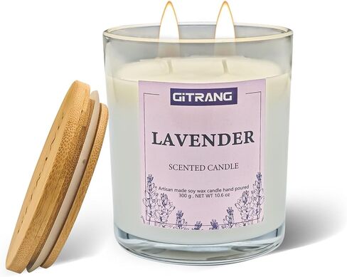 شمعة معطرة باللافندر، شموع شمع الصويا بوزن 21 أونصة للعلاج بالروائح المنزلية، هدايا استرخاء للنساء، تدوم طويلاً (160-180 ساعة) لغرفة النوم واليوجا والحديقة وحفلات أعياد الميلاد، مجموعة من قطعتين in Kuwait