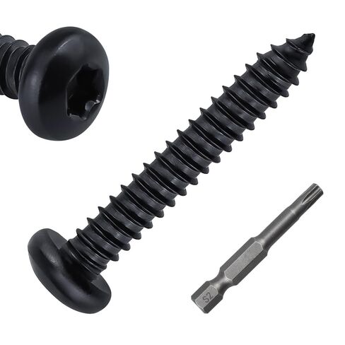100-pack #10 x 1-1/4" Torx Pan Head Sheet Metal Screws Black Coated, Stainless Steel 304 (18/8), Secure Drive, Torx Bit Included in Saudi Arabia