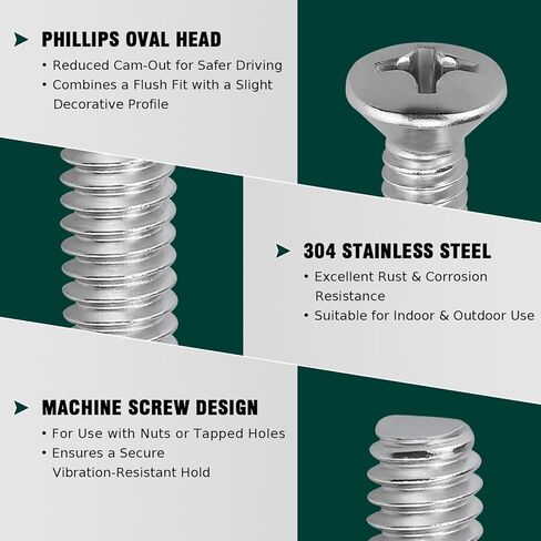 1/4-20 x 2 Machine Screws, 304 Stainless Steel 18-8 Oval Phillips Head Screws for Furniture Assembly Repair DIY, Full Thread, 25-Pack in Saudi Arabia