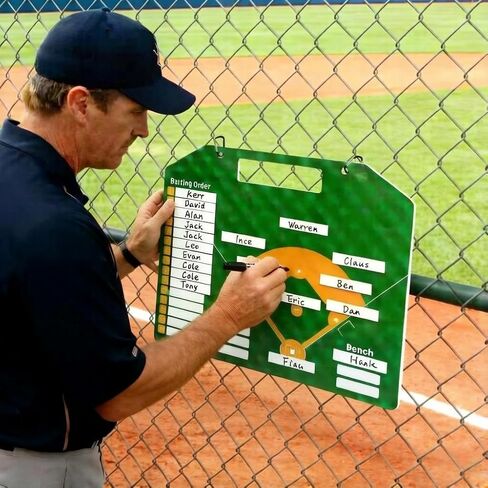 Magnetic Baseball Lineup Clipboard - Double-Sided Baseball Dry Erase Coaching Broad for Dugout & Field - Board Baseball Clipboard for Coaches with 30 Magnetic Name Strips in Saudi Arabia