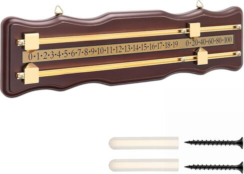 Lewtemi Wooden Billiard Game Scorer 2 Track Wall-Mounted Snooker Billiard Score Board Shuffleboard Scoreboard Classic Snooker Recorder for Pool Table Shuffleboard Games Rooms, Wine Red in Saudi Arabia