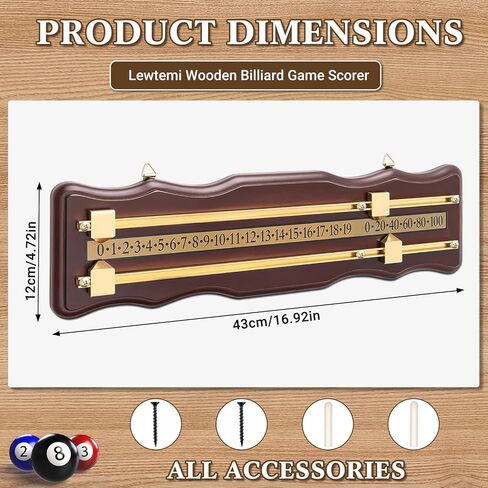 Lewtemi Wooden Billiard Game Scorer 2 Track Wall-Mounted Snooker Billiard Score Board Shuffleboard Scoreboard Classic Snooker Recorder for Pool Table Shuffleboard Games Rooms, Wine Red in Saudi Arabia