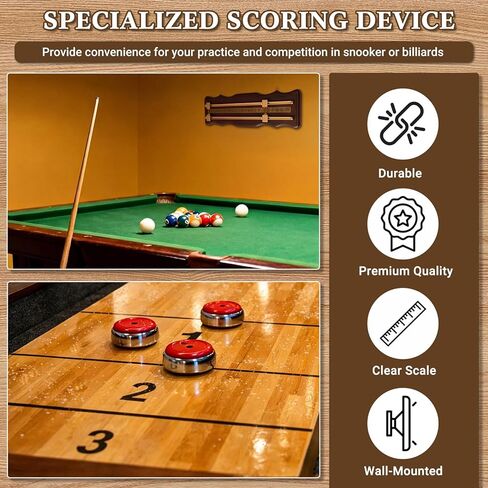 Lewtemi Wooden Billiard Game Scorer 2 Track Wall-Mounted Snooker Billiard Score Board Shuffleboard Scoreboard Classic Snooker Recorder for Pool Table Shuffleboard Games Rooms, Wine Red in Saudi Arabia