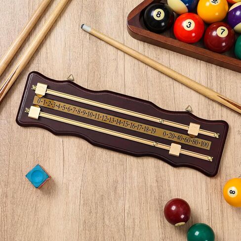 Lewtemi Wooden Billiard Game Scorer 2 Track Wall-Mounted Snooker Billiard Score Board Shuffleboard Scoreboard Classic Snooker Recorder for Pool Table Shuffleboard Games Rooms, Wine Red in Saudi Arabia