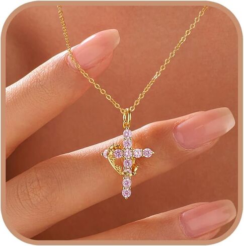 925 الصليب الفضي الاسترليني مع قلادة التاج للنساء الزركوني مكعب قلادة قلادة قابلة للتعديل قلادة قلادة عيد الفصح المعمودية المسيحية الإيمان المسيحي المجوهرات in Kuwait
