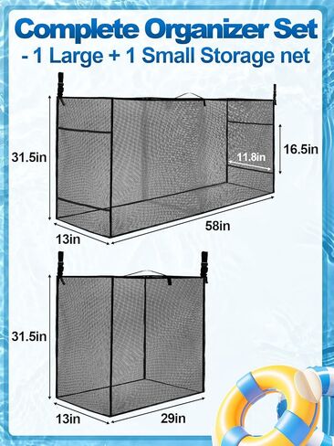 2 Pack Pool Float Storage Bag - Large and Small Mesh Hanging Pool Toy Organizers with Adjustable Straps, Universal Fence & Above Ground Poolside Storage for Inflatable Rafts, Noodles and Balls in Saudi Arabia