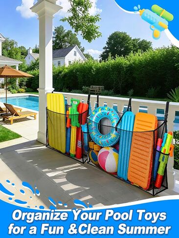 2 Pack Pool Float Storage Bag - Large and Small Mesh Hanging Pool Toy Organizers with Adjustable Straps, Universal Fence & Above Ground Poolside Storage for Inflatable Rafts, Noodles and Balls in Saudi Arabia