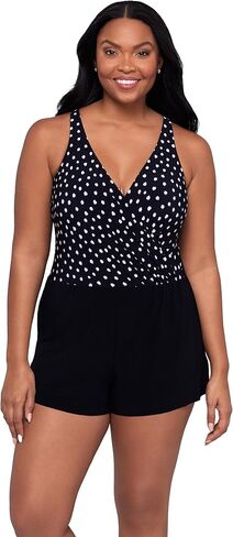 Trimshaper Women's Full Tummy Control Kim Swim Romper with Pockets and Built-in Bra in Saudi Arabia
