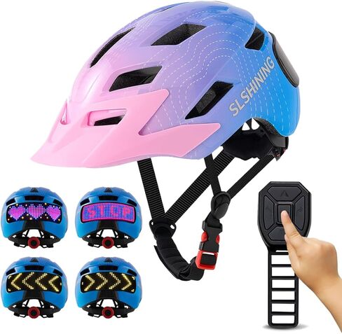 Kids Helmet - Toddler Bike Helmet with LED Turnning/Stop Signals & Customizable Display - Breathable Lightweight Boy/Girl Helmet for Skateboard, Roller Skate, Scooter in Saudi Arabia