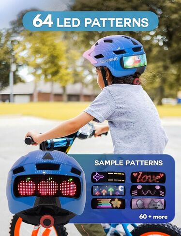 Kids Helmet - Toddler Bike Helmet with LED Turnning/Stop Signals & Customizable Display - Breathable Lightweight Boy/Girl Helmet for Skateboard, Roller Skate, Scooter in Saudi Arabia