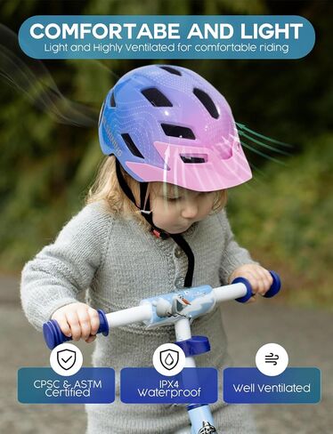 Kids Helmet - Toddler Bike Helmet with LED Turnning/Stop Signals & Customizable Display - Breathable Lightweight Boy/Girl Helmet for Skateboard, Roller Skate, Scooter in Saudi Arabia