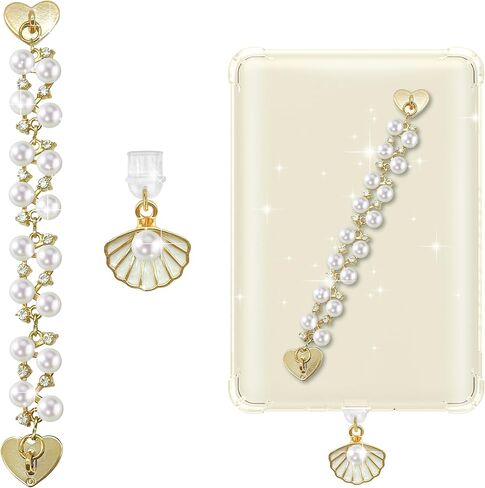 Stylish Kindle Strap & Type-C Dust Plug Charm Set for E-Reader, Kindle Accessories - Decorative Hands-Free Reading Holder, Hand Grip Chain, Bookish Gifts for Women & Girls in Saudi Arabia